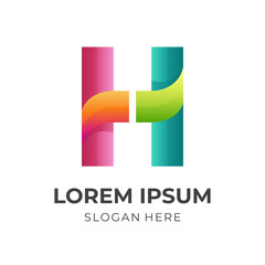 initial H logo concept with 3d colorful style
