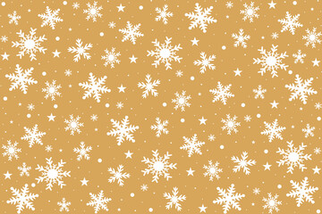 Seamless pattern with snowflakes on a gold background.