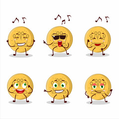 An image of dalgona candy king dancer cartoon character enjoying the music