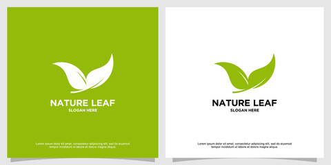 Leaf logo abstract with fresh and minimalist concept Premium Vector