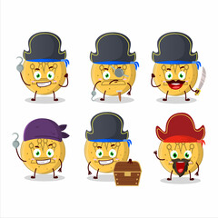 Cartoon character of dalgona candy king with various pirates emoticons