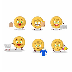 A Rich dalgona candy king mascot design style going shopping