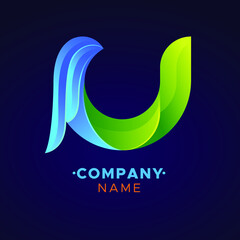 colorful u Letter logo, abstract colorful illustration