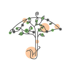 Plant Umbrella Logo Design Vector