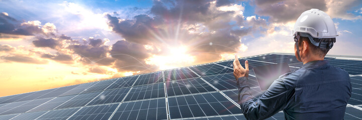 Electrical engineering is used tablet to control the storage of solar energy, Solar cell energy,...