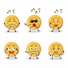 An image of dalgona candy trefoils dancer cartoon character enjoying the music