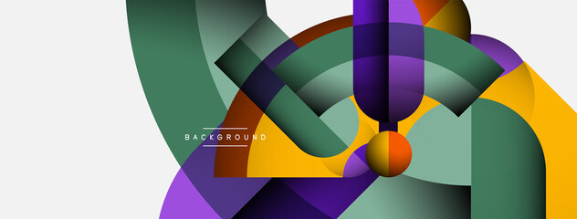 Geometric abstract background. Round shapes, circles, lines composition for wallpaper banner background or landing page