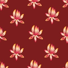 beautiful abstract Tropical floral background vector design with colorful flower elements on red background. Colorful stylish floral. Floral background. Exotic tropic. Summer design. flower wallpaper 