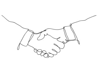 hand drawn continuous one line of handshake. poster art print. vector illustration