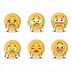 Dalgona candy trefoils cartoon character with sad expression