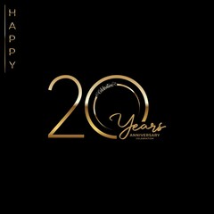 20th anniversary logotype. Golden anniversary celebration emblem design for booklet, leaflet, magazine, brochure poster, web, invitation or greeting card. Vector illustrations. EPS 10