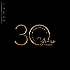 30th anniversary logotype. Golden anniversary celebration emblem design for booklet, leaflet, magazine, brochure poster, web, invitation or greeting card. Vector illustrations. EPS 10