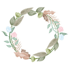 watercolor design flower ring frame vector