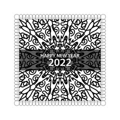 Happy new year 2022  in hand drawn indian ornament mandala 