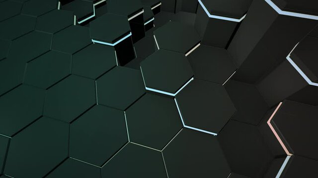 Dark blue hex grid background, abstract business, corporate and futuristic style background