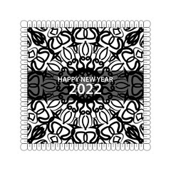 Happy new year 2022  in hand drawn indian ornament mandala 