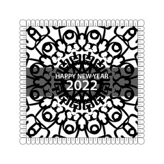 Happy new year 2022  in hand drawn indian ornament mandala 