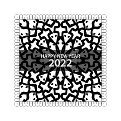 Happy new year 2022  in hand drawn indian ornament mandala 