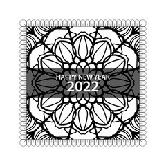Happy new year 2022  in hand drawn indian ornament mandala 