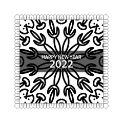 Happy new year 2022  in hand drawn indian ornament mandala 