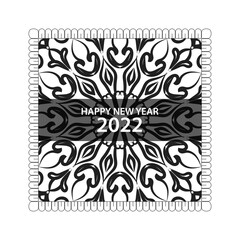 Happy new year 2022  in hand drawn indian ornament mandala 