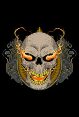 Skull with ornament artwork illustration