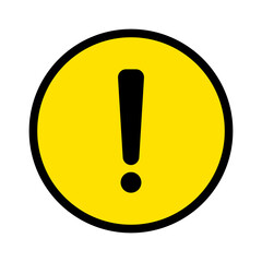 Round exclamation icon in yellow. It depict caution or warning or etc. Vector.