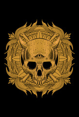 Skull with mandala artwork illustration