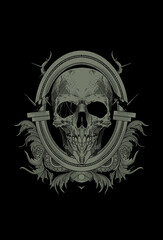 Skull with ornament artwork illustration