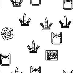 Space Researchment Equipment Vector Seamless Pattern Thin Line Illustration