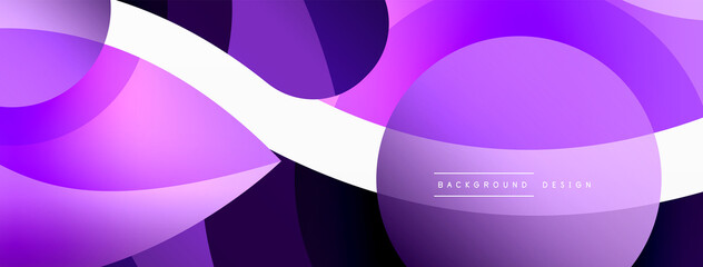 Abstract background with color geometric shapes. Beautiful minimal backdrop with round shapes circles and lines. Geometrical design. Vector illustration