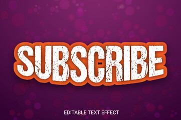 subscribe editable text effect design template with dark color and light Background