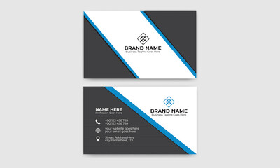 Black and Blue modern creative Corporate business card Template 53 and name card, simple, Eye catching, Professional, clean template vector design with Rectangle and Circle layout