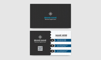 Black and Blue modern creative Corporate business card Template 54 and name card, simple, Eye catching, Professional, clean template vector design with Rectangle and Circle layout
