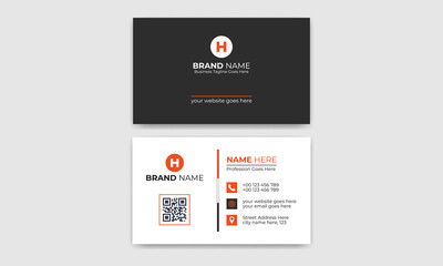 Fototapeta na wymiar Black and orange modern creative Corporate business card Template 51 and name card, simple, Eye catching, Professional, clean template vector design with Rectangle and Circle layout