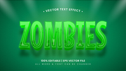 Green zombie 3d text style effect. Editable illustrator text style.