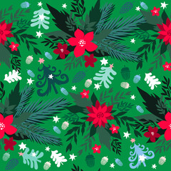 Naklejka na ściany i meble Christmas floral pattern 16