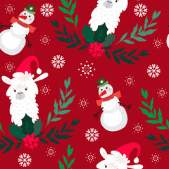 Christmas lama snowman pattern 1
