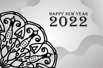 Abstract Background Happy new year 2022 on mandala style.