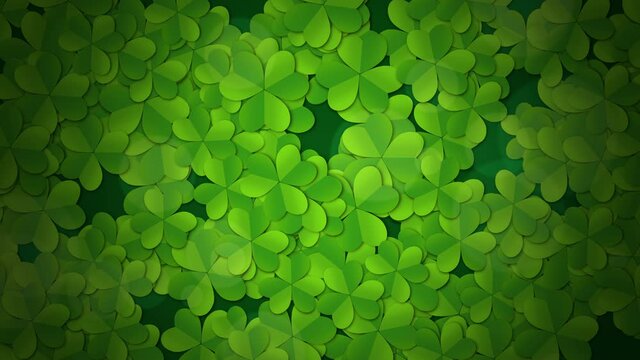 Green Saint Patrick shamrocks pattern, national Ireland holidays style background