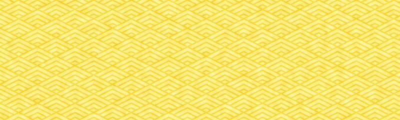 金色の和柄模様（菱青海波）のバナー背景素材