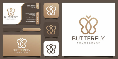 Abstract butterfly simple vector logotype. Line minimal universal luxury icon logo.