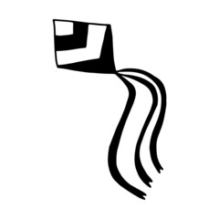 kite hand drawn doodle. vector, minimalism, scandinavian, monochrome, nordic. toy, wind, flying, ribbon, tail. sticker, icon.