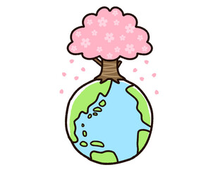 桜の木と地球