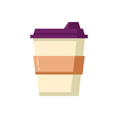 Coffee paper cup with lid in flat design. Icon on an isolated white background. Vector stock illustration