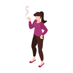 Smoking Woman Isometric Composition