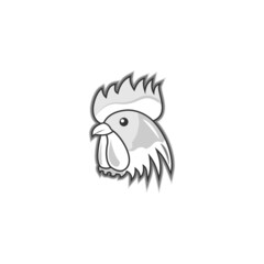 vector illustration of flat chicken head logo. chicken restaurant logo. chicken steak logo. with black, red, yellow, white.