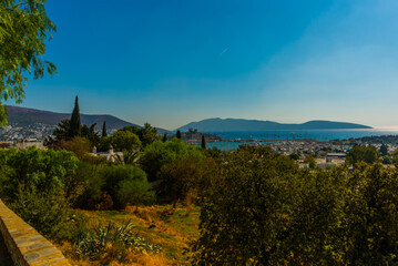 BODRUM, TURKEY: St. Peter's Castle and luxury yachts in the Marina in Bodrum on a sunny day.