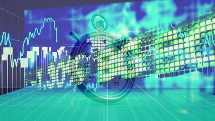 Animation of statistics with financial data processing and stopwatch - Powered by Adobe
