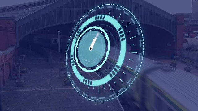 Animation of clock moving fast over train